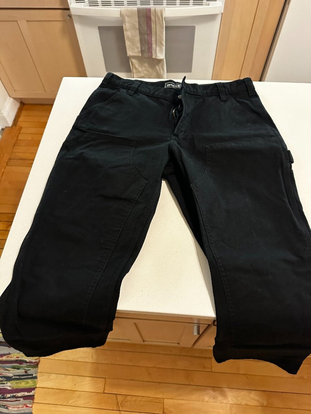 Carhartt Men's Relaxed Fit Dark Black Denim Jeans Double Knee 36x32